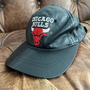 Chicago Bulls Black Leather Cap